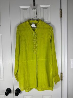 NWOT Dosa Womens Lime Green Silk Tunic Blouse Size 2
